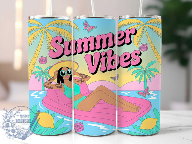 Tropical Summer Beach Women Tumbler, Beach Vibes Design, Summer Tumbler Art, 20Oz Sublimation Wrap, Beach Theme Print, Tropical Summer Design, Tumbler Sublimation Sublimation ToriDesigns 