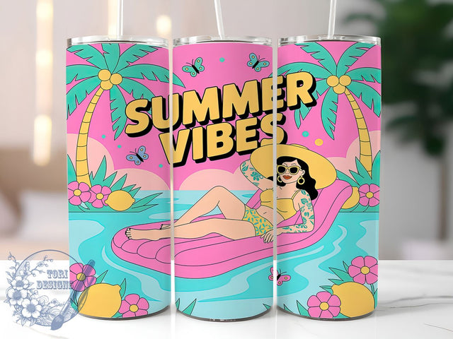 Tropical Summer Beach Women Tumbler, Beach Vibes Design, Summer Tumbler Art, 20Oz Sublimation Wrap, Beach Theme Print, Tropical Summer Design, Tumbler Sublimation Sublimation ToriDesigns 