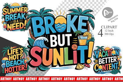 Tropical Summer Clipart Sublimation artnoy 