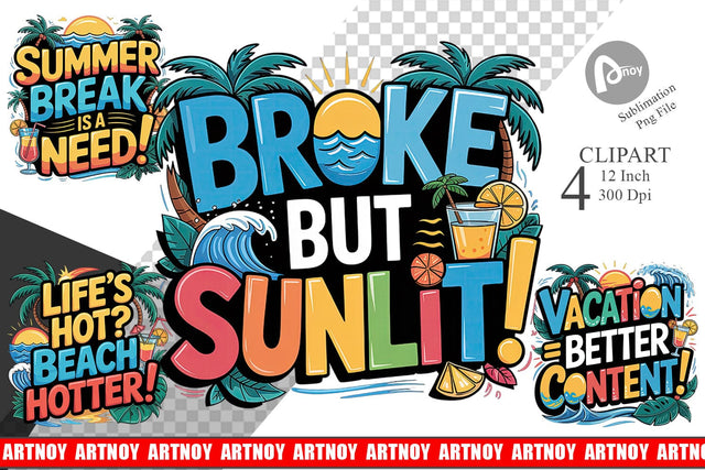 Tropical Summer Clipart Sublimation artnoy 