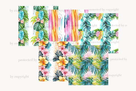 Tropical Summer Digital Paper | Hawaii Palm Trees Patterns Digital Pattern GlamArtZhanna 