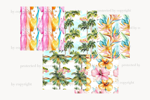 Tropical Summer Digital Paper | Hawaii Palm Trees Patterns Digital Pattern GlamArtZhanna 