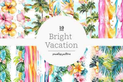 Tropical Summer Digital Paper | Hawaii Palm Trees Patterns Digital Pattern GlamArtZhanna 