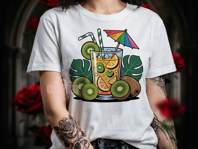 Tropical Summer Drink T-Shirt PNG, Tropical Drink, Fruit Beverage, Kiwi Orange, Summer Refreshment, Sublimation PNG, Exotic Cocktail, Beach Vibes Sublimation SvggirlplusArt 