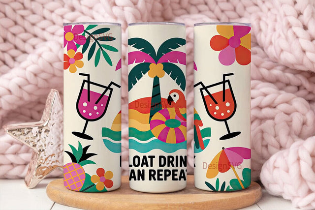 Tropical Summer Fun 20oz Tumbler Wrap Sublimation DesignSVG 