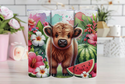 Tropical Summer Shaggy Cow Tumbler Sublimation PNG Sublimation BijouBay 