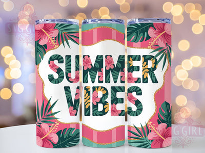 Tropical Summer Vibes 20oz Tumbler, Vibrant Tropical Wrap, 20oz Skinny Tumbler, Tropical Sublimation PNG, Summer Beach Art, Colorful Vacation Graphic, Island Vibes Design, Tropical Paradise Decor Sublimation SvggirlplusArt 