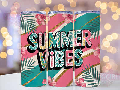 Tropical Summer Vibes 20oz Tumbler, Vibrant Tropical Wrap, 20oz Skinny Tumbler, Tropical Sublimation PNG, Summer Beach Art, Colorful Vacation Graphic, Island Vibes Design, Tropical Paradise Decor Sublimation SvggirlplusArt 