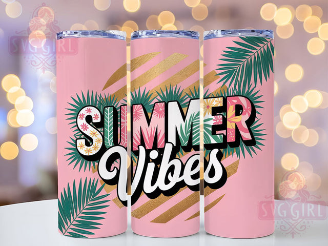 Tropical Summer Vibes 20oz Tumbler, Vibrant Tropical Wrap, 20oz Skinny Tumbler, Tropical Sublimation PNG, Summer Beach Art, Colorful Vacation Graphic, Island Vibes Design, Tropical Paradise Decor Sublimation SvggirlplusArt 