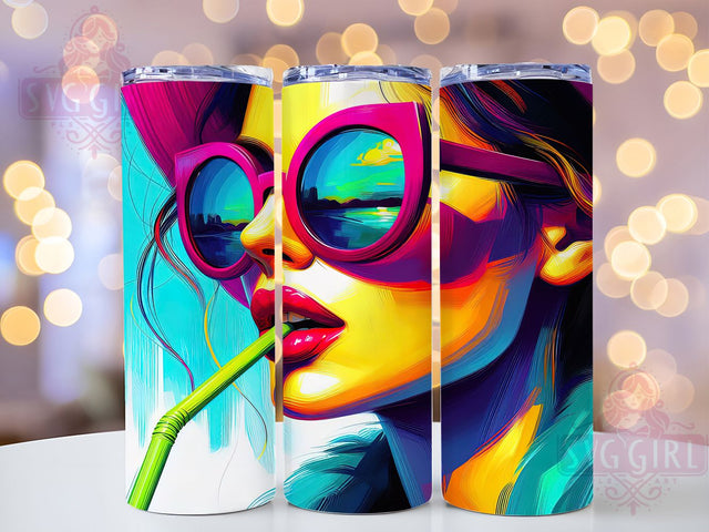 Tropical Summer Vibes Tumbler Wrap, Beach Drinkware, Tropical Pattern, Vacation Tumbler, Seasonal Decor, Summer Vibes Gift, Pool Party Accessory Sublimation SvggirlplusArt 