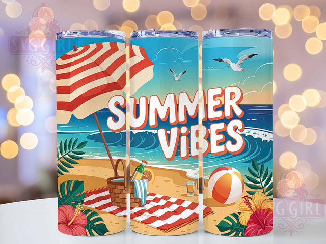 Tropical Summer Vibes Tumbler Wrap, Beach Flip Flops Sublimation, Tropical Drinkware Design, 20oz Skinny Tumbler Wrap, Coastal Summer Wrap, Ocean Breeze Sublimation, Vacation Theme Tumbler Sublimation SvggirlplusArt 