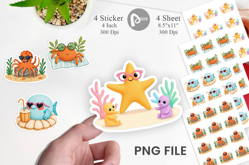 Tropical Sunglass Creatures Sticker Sublimation artnoy 