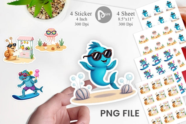 Tropical Sunglass Creatures Sticker Sublimation artnoy 