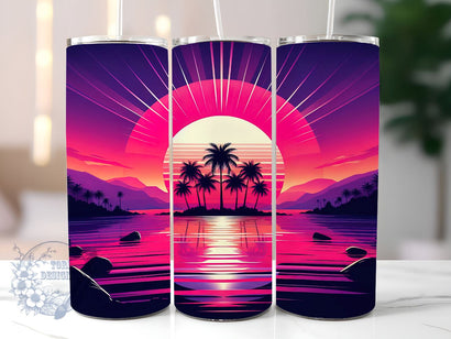 Tropical Sunset 20oz Skinny Tumbler, Hawaiian Tumbler Png, Straight & Tapered Tumbler Wrap, Instant Digital Download Sublimation ToriDesigns 