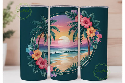 Tropical Sunset 20oz Tumbler Design Sublimation PixelChick 