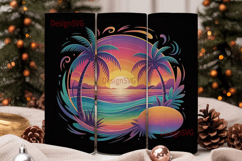 Tropical Sunset 20oz Tumbler Wrap Sublimation DesignSVG 