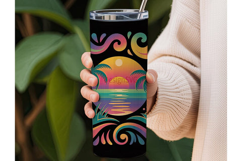 Tropical Sunset 20oz Tumbler Wrap Sublimation DesignSVG 