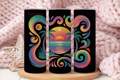 Tropical Sunset 20oz Tumbler Wrap Sublimation DesignSVG 