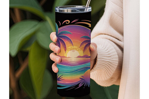 Tropical Sunset 20oz Tumbler Wrap Sublimation DesignSVG 