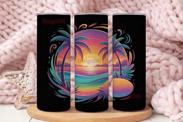 Tropical Sunset 20oz Tumbler Wrap Sublimation DesignSVG 