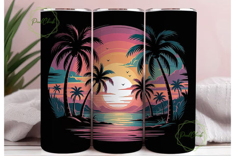 Tropical Sunset 20oz Tumbler Wrap Sublimation PixelChick 
