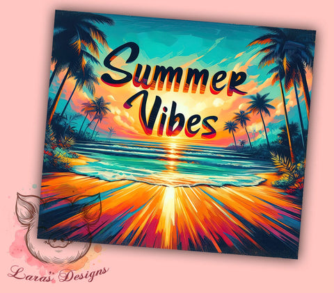 Tropical Sunset Beach 20oz Tumbler Png, Straight & Tapered Tumbler Png, Summer Beach Tumbler Png, Digital Download PNG Sublimation Lara' s Designs 
