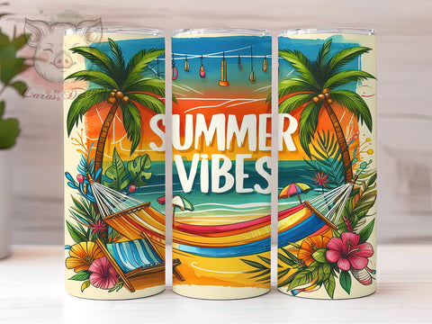 Tropical Sunset Beach 20oz Tumbler Png, Straight & Tapered Tumbler Png, Summer Beach Tumbler Png, Digital Download PNG Sublimation Lara' s Designs 