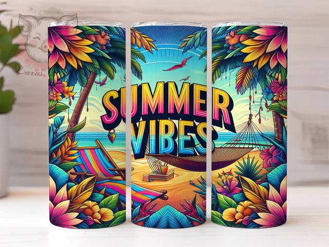Tropical Sunset Beach 20oz Tumbler Png, Straight & Tapered Tumbler Png, Summer Beach Tumbler Png, Digital Download PNG Sublimation Lara' s Designs 