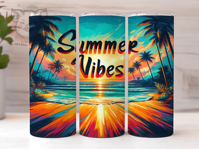 Tropical Sunset Beach 20oz Tumbler Png, Straight & Tapered Tumbler Png, Summer Beach Tumbler Png, Digital Download PNG Sublimation Lara' s Designs 