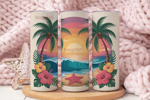 Tropical Sunset Beach 20oz Tumbler Sublimation DesignSVG 