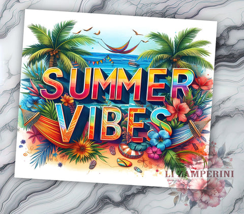Tropical Sunset Beach 20oz Tumbler Wrap PNG, Summer Vibes Tumbler Png, Straight & Tapered Tumbler Wrap, Instant Digital Download Sublimation Li Zamperini 