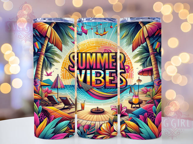 Tropical Sunset Beach 20oz Tumbler Wrap Sublimation Design, Straight Tapered Tumbler Wrap, Summer Vibes Tumbler Png, Instant Digital Download Sublimation SvggirlplusArt 