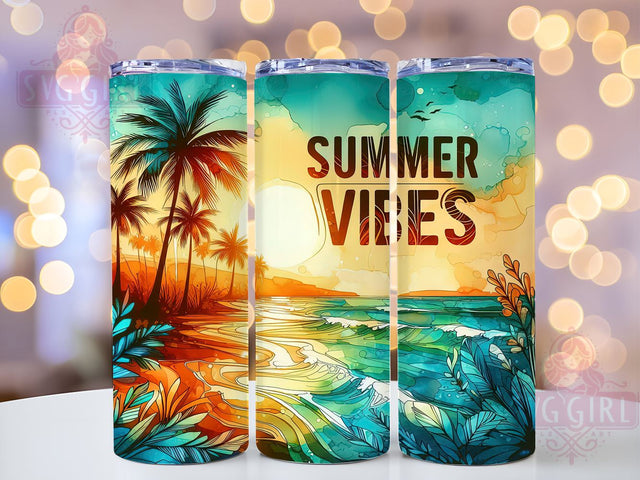 Tropical Sunset Beach 20oz Tumbler Wrap Sublimation Design, Straight Tapered Tumbler Wrap, Summer Vibes Tumbler Png, Instant Digital Download Sublimation SvggirlplusArt 