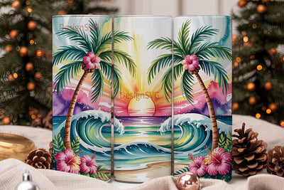 Tropical Sunset Beach 20oz Tumbler Wrap Sublimation DesignSVG 