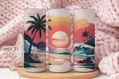 Tropical Sunset Beach 20oz Tumbler Wrap Sublimation DesignSVG 