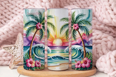 Tropical Sunset Beach 20oz Tumbler Wrap Sublimation DesignSVG 