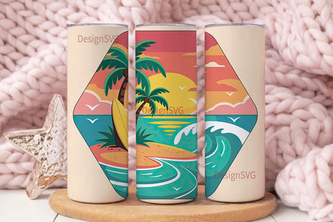 Tropical Sunset Beach 20oz Tumbler Wrap Sublimation DesignSVG 