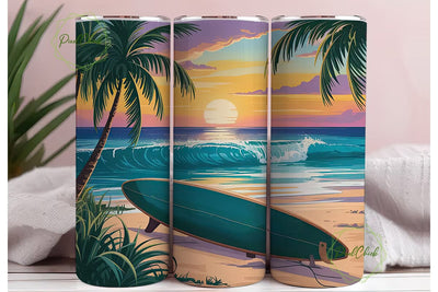 Tropical Sunset Beach 20oz Tumbler Wrap Sublimation PixelChick 
