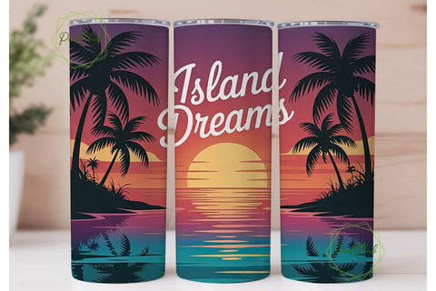 Tropical Sunset Beach 20oz Tumbler Wrap Sublimation PixelChick 