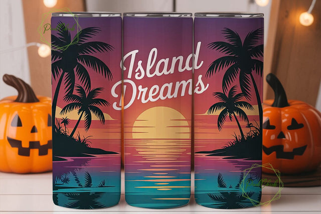 Tropical Sunset Beach 20oz Tumbler Wrap Sublimation PixelChick 