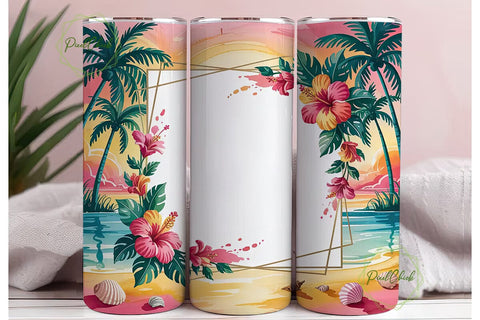 Tropical Sunset Beach 20oz Tumbler Wrap Sublimation PixelChick 