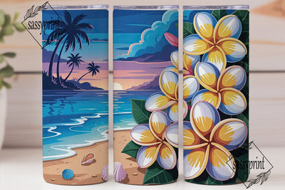 Tropical Sunset Beach 20oz Tumbler Wrap Sublimation sassyprint 