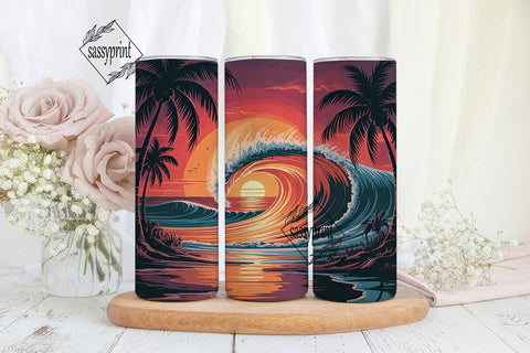 Tropical Sunset Beach 20oz Tumbler Wrap Sublimation sassyprint 