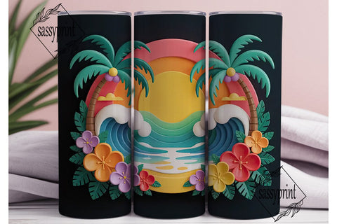 Tropical Sunset Beach 20oz Tumbler Wrap Sublimation sassyprint 