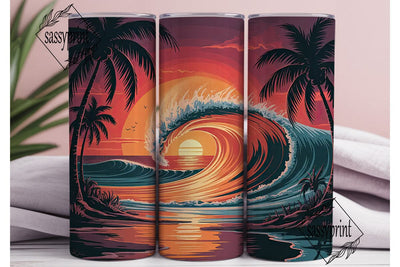 Tropical Sunset Beach 20oz Tumbler Wrap Sublimation sassyprint 