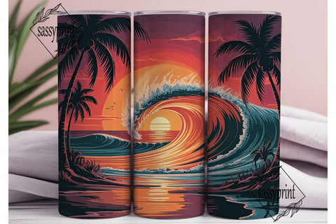 Tropical Sunset Beach 20oz Tumbler Wrap Sublimation sassyprint 