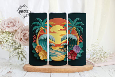 Tropical Sunset Beach 20oz Tumbler Wrap Sublimation sassyprint 