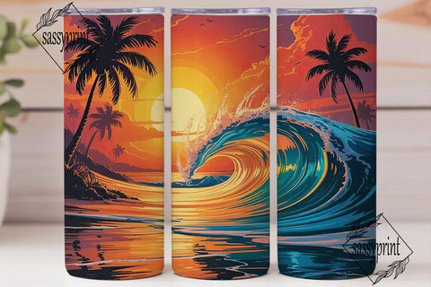 Tropical Sunset Beach 20oz Tumbler Wrap Sublimation sassyprint 