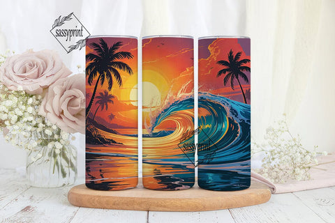 Tropical Sunset Beach 20oz Tumbler Wrap Sublimation sassyprint 