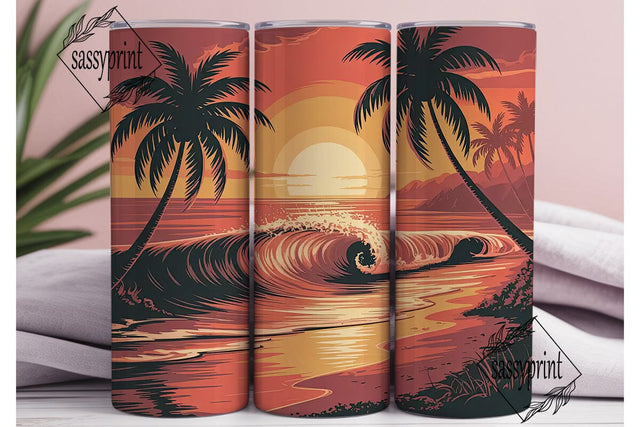 Tropical Sunset Beach 20oz Tumbler Wrap Sublimation sassyprint 